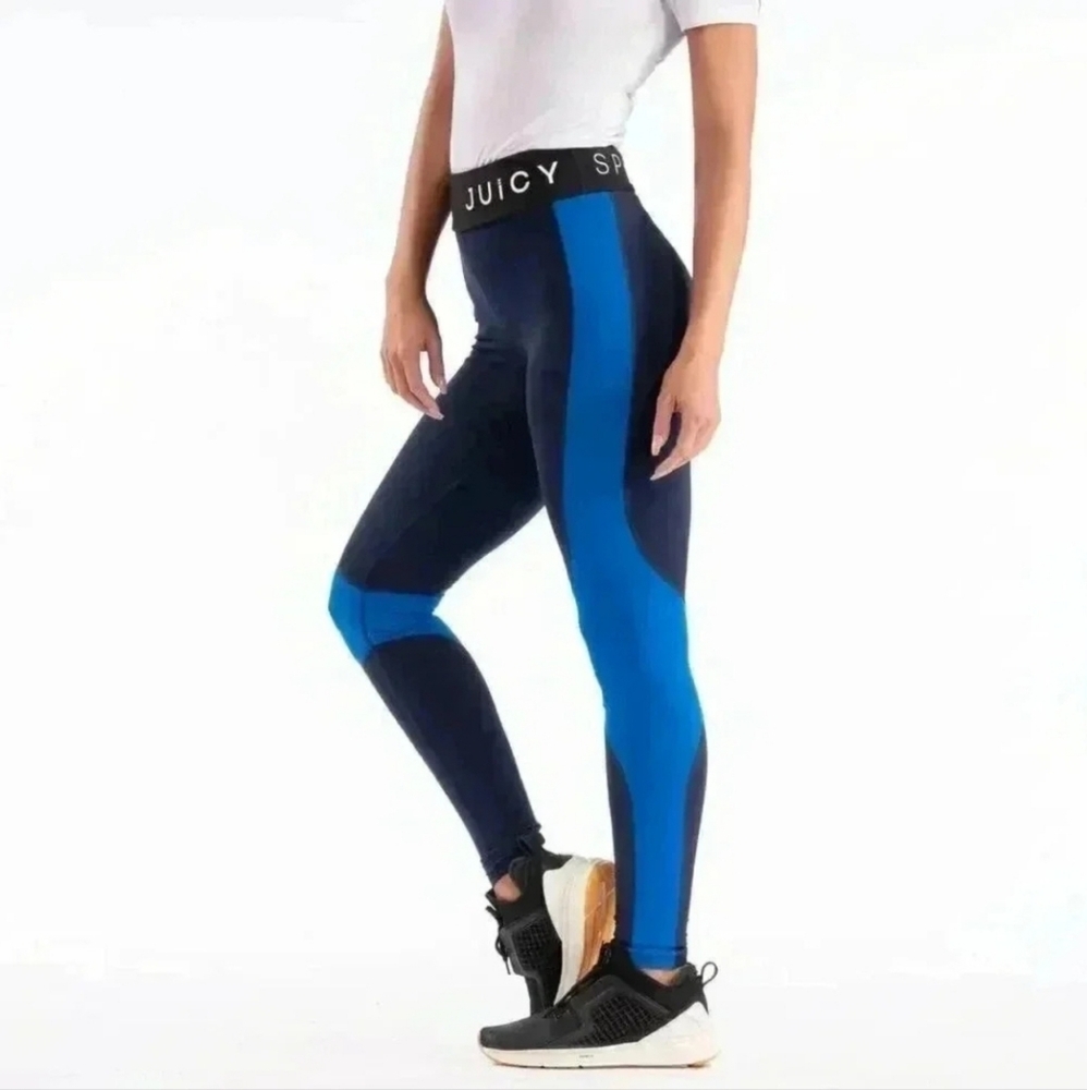 Juicy Couture Sport Colorblock Leggings XS NWT High Waist Y2K Athleisure Blue